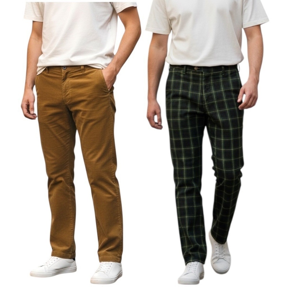 Tailor Vintage Mens‎ Pants 36 Green Tan Plaid Corduroy Straight Classic Preppy